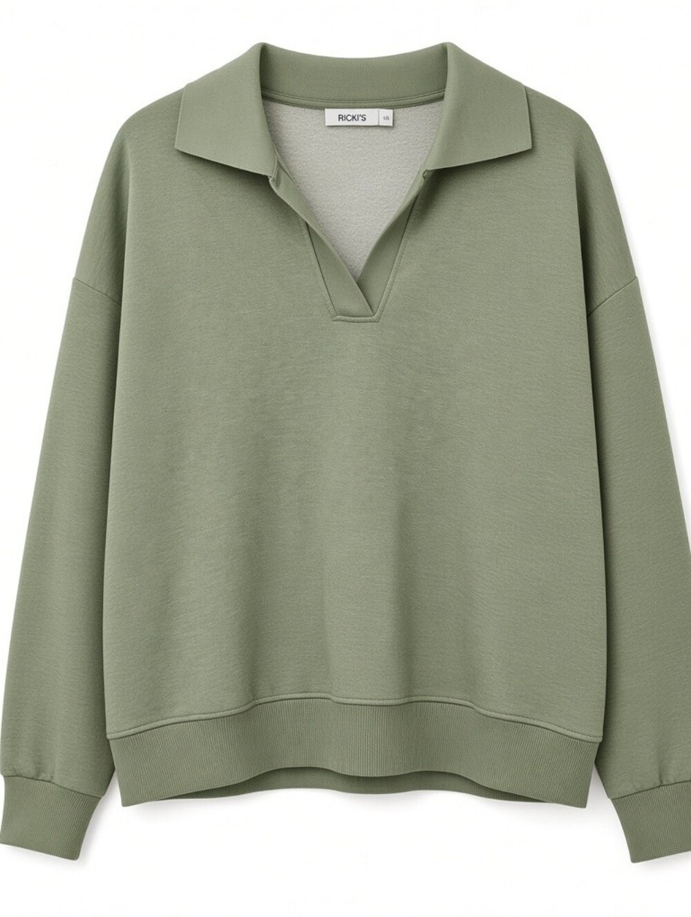 RICKI'S Green Collared V-Neck Top -Size Large